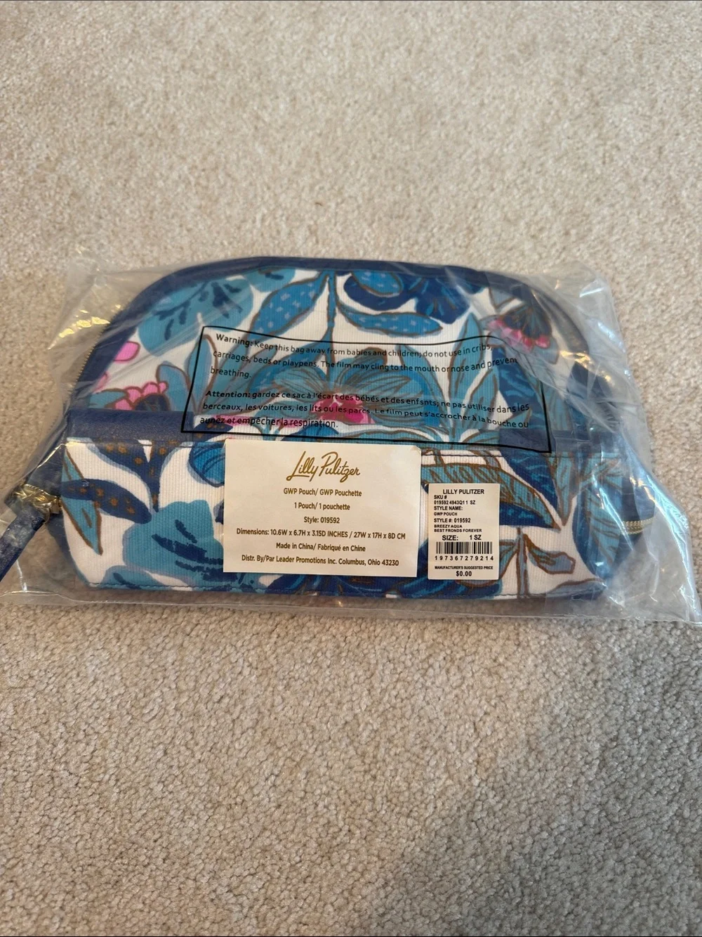 Lilly Pulitzer Floral Canvas Cosmetic Pouch - Navy Blue